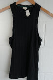 Pilcro Tank Top Women Medium Black Ribbed Knit Racerback Sleeveless Crew Neck