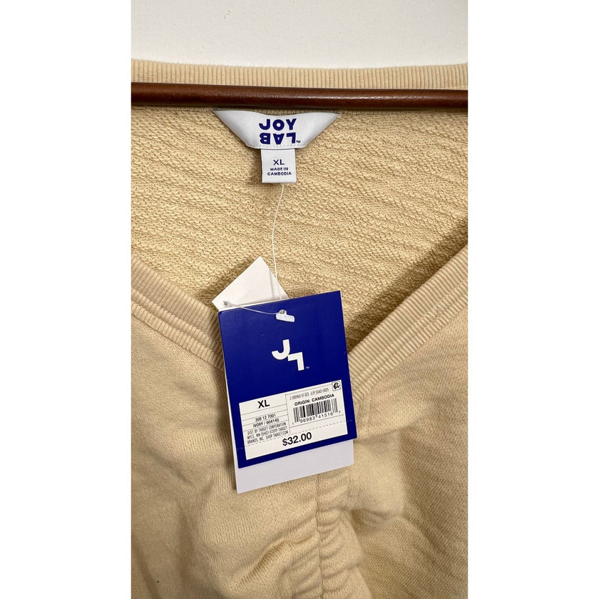 JoyLab Ivory Loose Fit Sweatshirt with Adjustable Drawstring Size XL