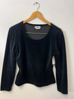 Tower black velvet long sleeve shirt medium