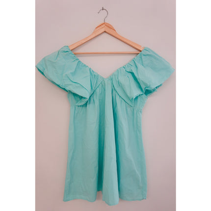 Day + Moon V-Neck Aqua Top-Dress Size Medium