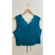 Teal Tie Front Tank Top with Eyelet Details Size Large