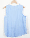 SHEIN Sleeveless Blouse Women Large Blue White Striped Pleated Tuxedo Bib Top