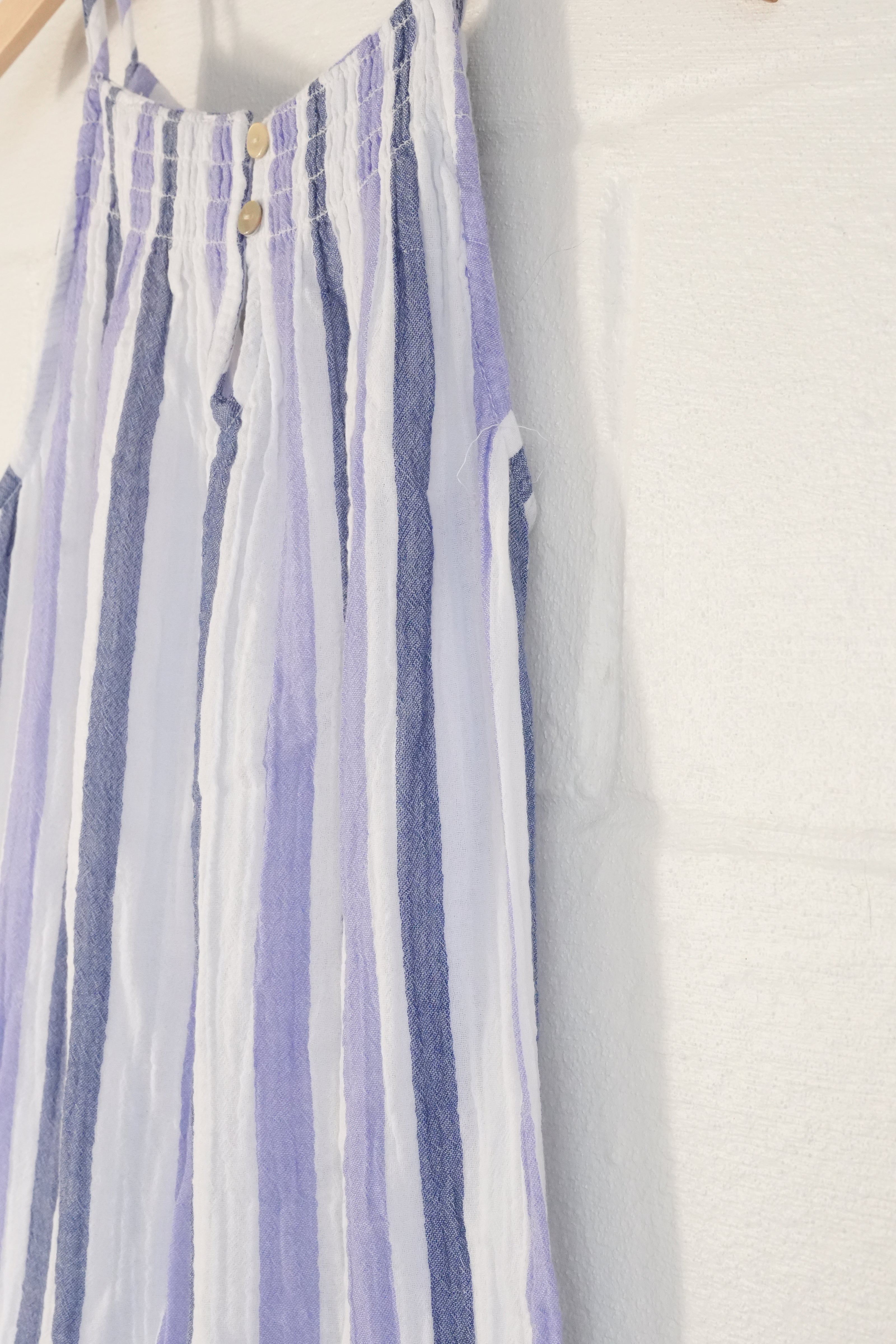 Beachlunchlounge Striped Sundress Women Extra Small Blue Lavender Ruffle Hem