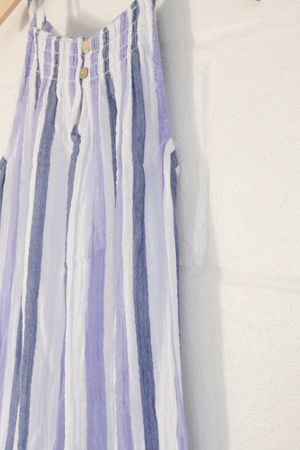 Beachlunchlounge Striped Sundress Women Extra Small Blue Lavender Ruffle Hem