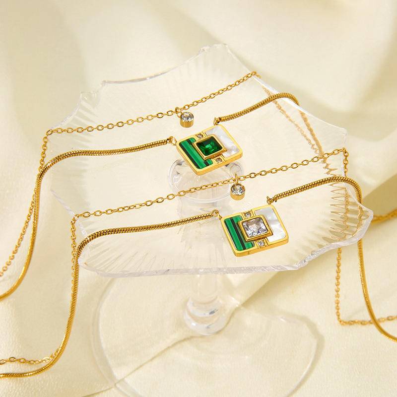 The Press Retro Geometric Pendant Double Layer Necklace (in-store)