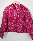 Kika Vargas Jacket Women Medium Pink Floral Chrysanthemum Button Front Cropped