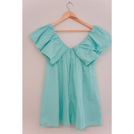 Day + Moon V-Neck Aqua Top-Dress Size Medium