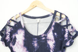 Cato Maxi Dress Women Small Purple Tie Dye Cold Shoulder Lattice Sleeve Pockets