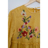 Zara Trafaluc Collection Mustard Yellow Embroidered Long Sleeve Blouse Size Medium
