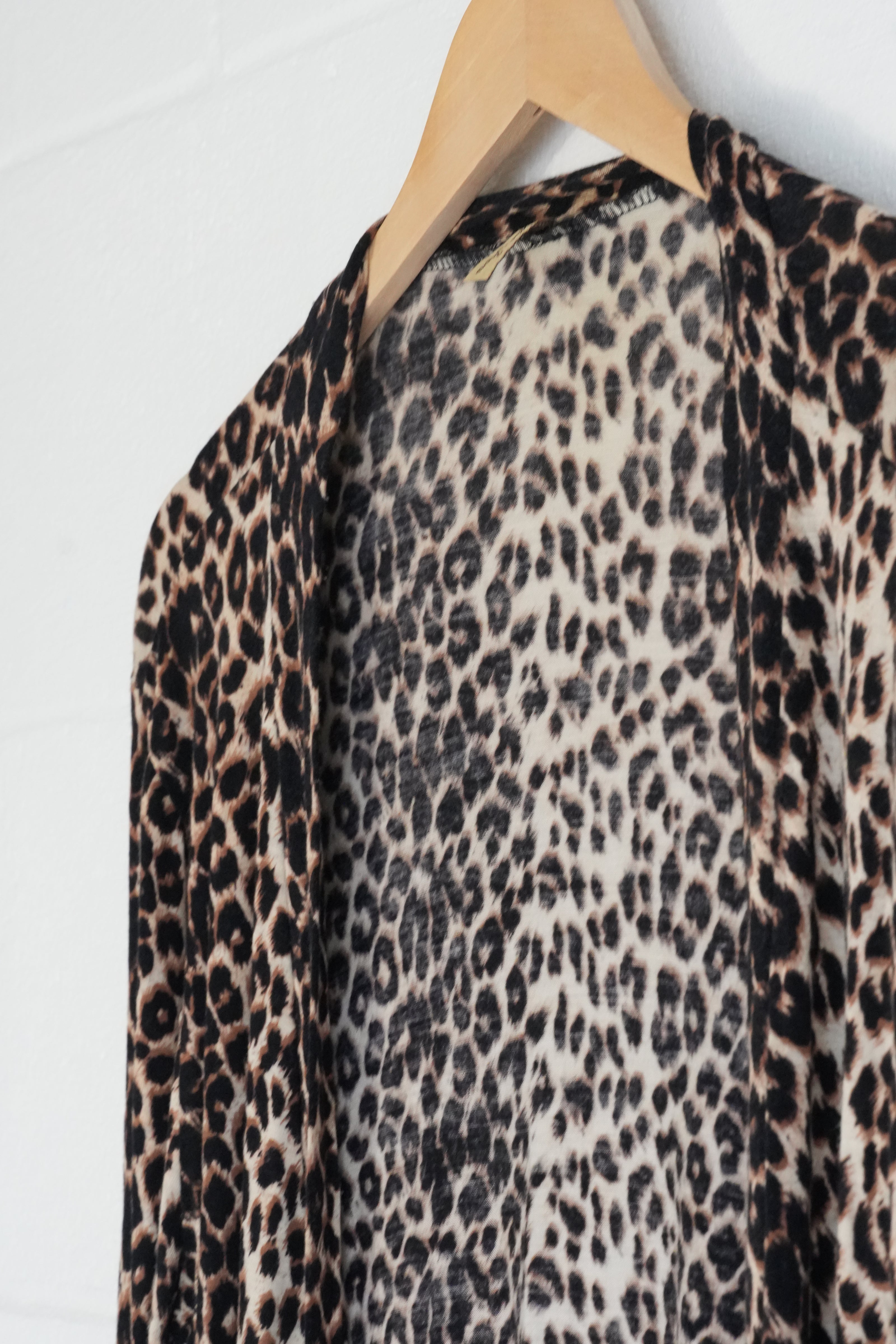 Reflex Jeans Cardigan Women Medium Brown Leopard Print Open Front Long Sleeve