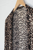 Reflex Jeans Cardigan Women Medium Brown Leopard Print Open Front Long Sleeve