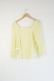 a.n.a Blouse Women Extra Large Yellow Striped Square Neck Long Sleeve Top