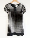 Bizz Princess Shift Mini Dress Women Medium Black White Geometric Embroidered Cotton