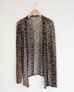 Reflex Jeans Cardigan Women Medium Brown Leopard Print Open Front Long Sleeve