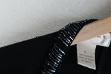 Kenar Tank Top Women Large Black Beaded Neck Ruffle Sleeve Viscose Ruching