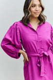 Jade By Jane Hello Darling Full Size Half Sleeve Belted Mini Dress in Magenta 3XL