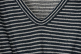 Blakeley Maxi Dress Women Small/Medium Dark Navy Blue Striped Ruffle V-Neck