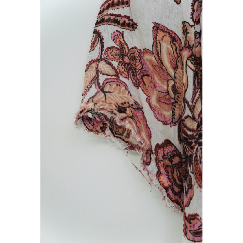 Free People Purple Floral Smocked Top Size Medium