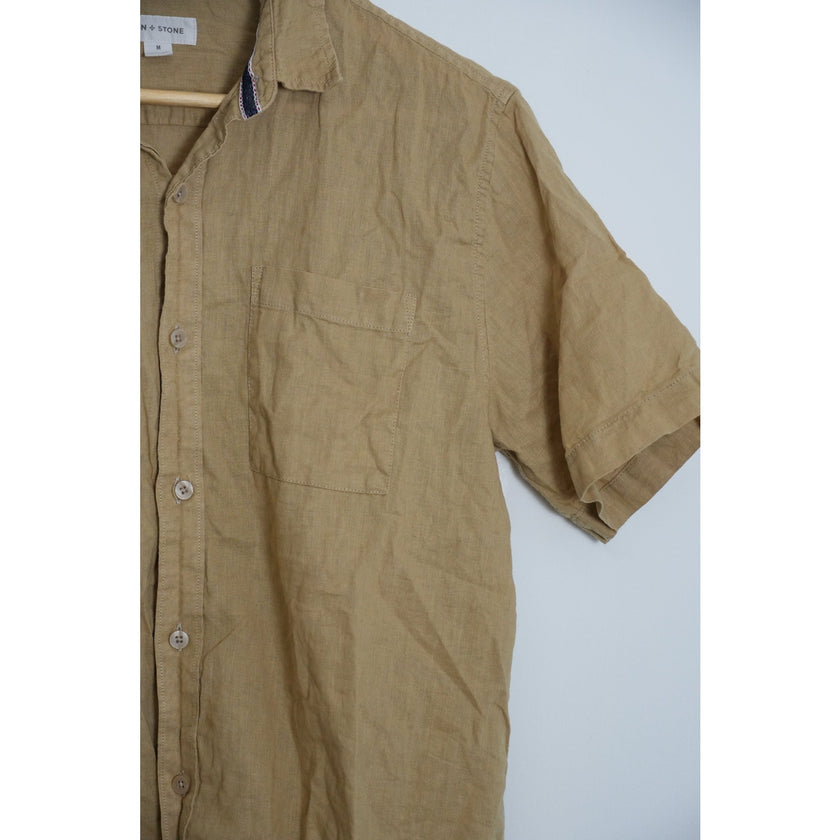 Sun and Stone Men’s Tan Linen Button Up Size medium