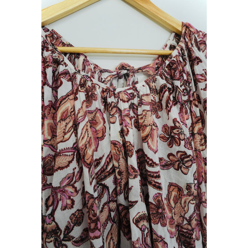 Free People Purple Floral Smocked Top Size Medium