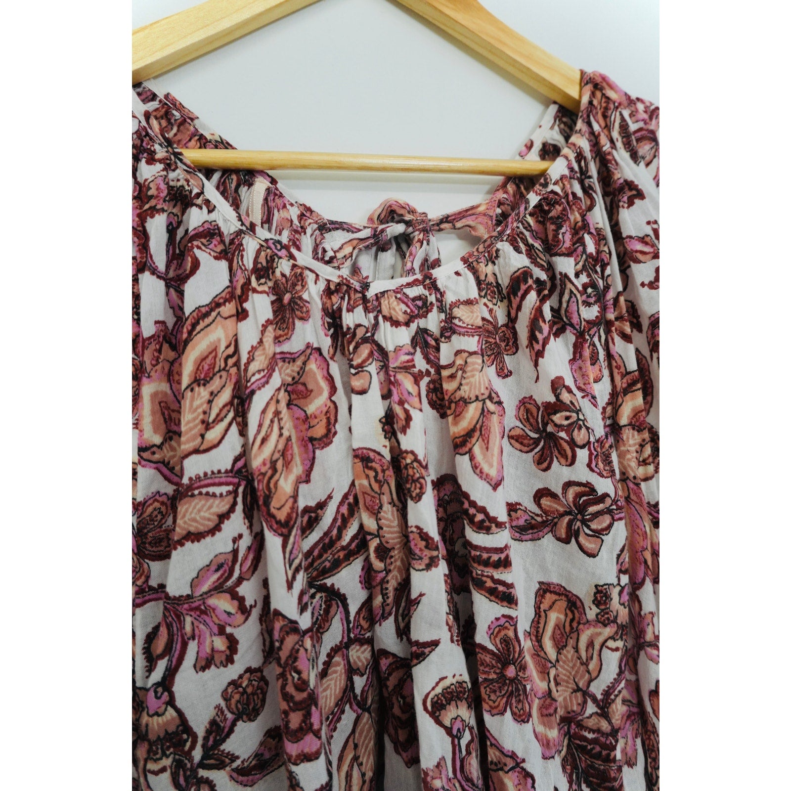 Free People Purple Floral Smocked Top Size Medium