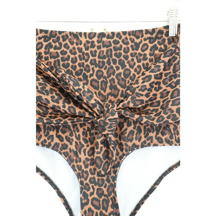 Kortni Jeane Front Tie Leopard Bikini Bottoms Size Small