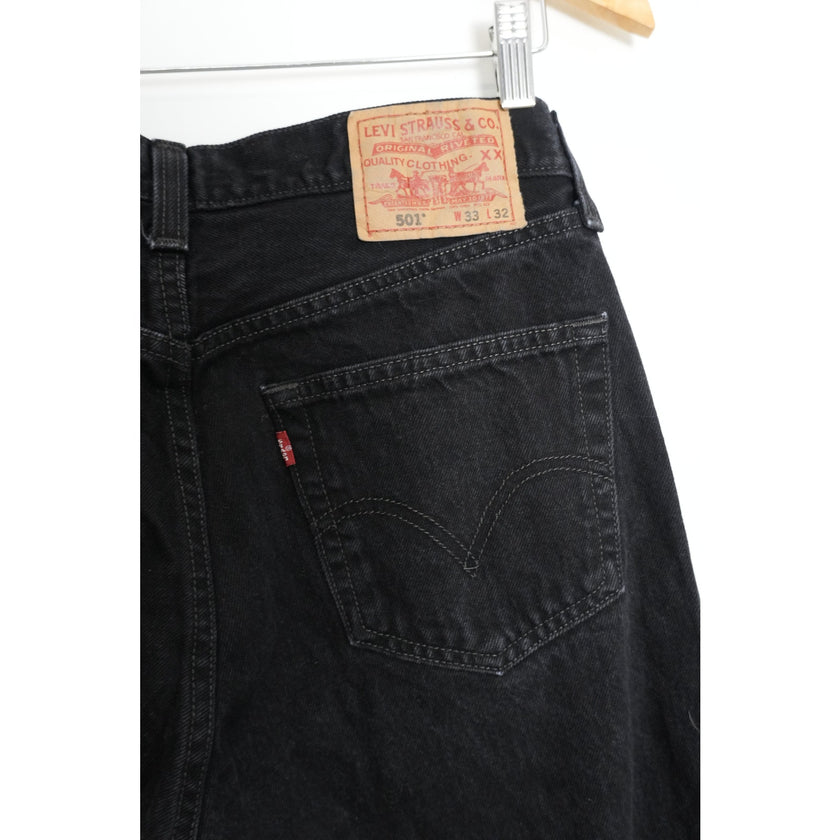 LEVI’S Original 501 Straight Leg Button Fly Black Jeans Size 33x32
