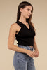 Sleeveless Collared Crop Knit Top