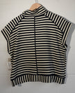 Callie Mac Striped Quarter Zip Vest Womens Large Navy White Sleeveless Top