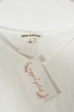 Zenana Outfitters Blouse Women Large White V-Neck Short Sleeve Rolled Cuff Top
