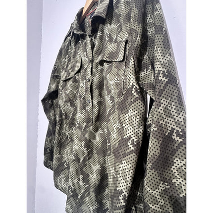 Tommy Hilfiger Shirt Mens Large Green Camo Long Sleeve Button Up Military Field