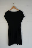 Cynthia Rowley Black Fit and Flare Short Sleeve Scoop Neck Midi Dress Womens M