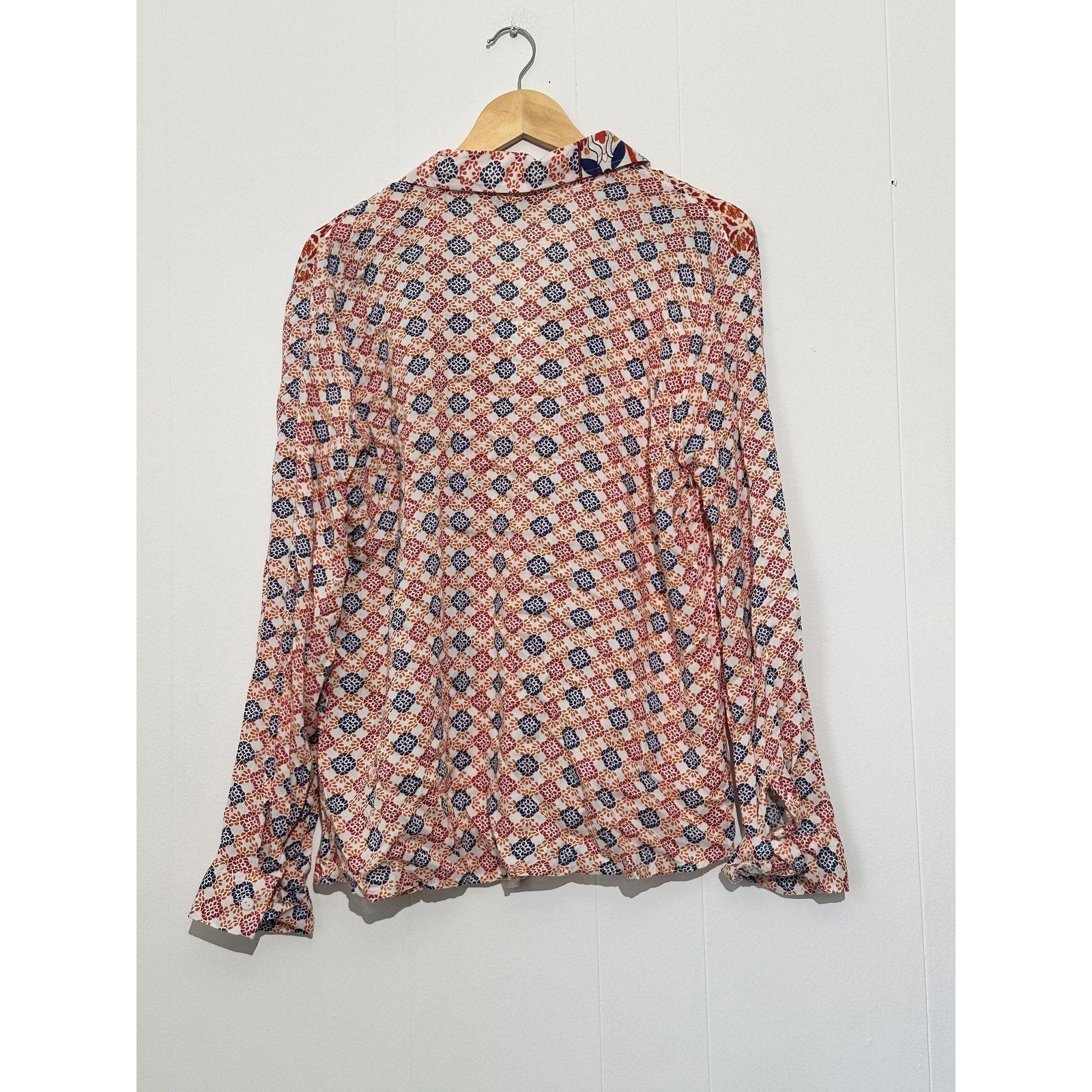 New Directions Button Up Shirt Womens XL Multicolor Boho Geometric Print Top