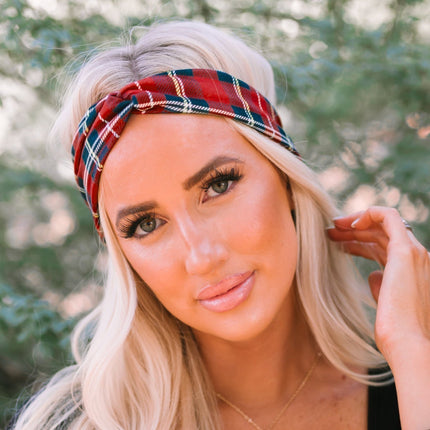 The Press Red Plaid Turban Headband