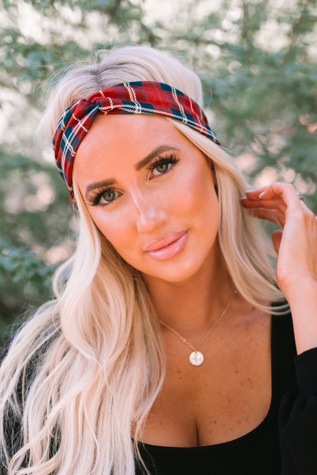 The Press Red Plaid Turban Headband