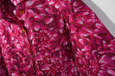 Kika Vargas Jacket Women Medium Pink Floral Chrysanthemum Button Front Cropped