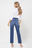 Distressed High Rise Ankle Relaxed Straight Jeans