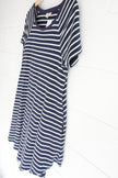 Umgee USA Womens Large Navy Blue White Striped Raglan Short Sleeve T-Shirt Dress
