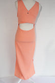 Roxy Maxi Dress Women Medium Peach Sleeveless Cut-Out Open Back Side Slit