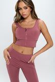 Zip Up Crop Sports Tank Top Set