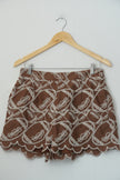 Rareraw Shorts Women Large Brown Embroidered Scallop Hem Lined Pockets