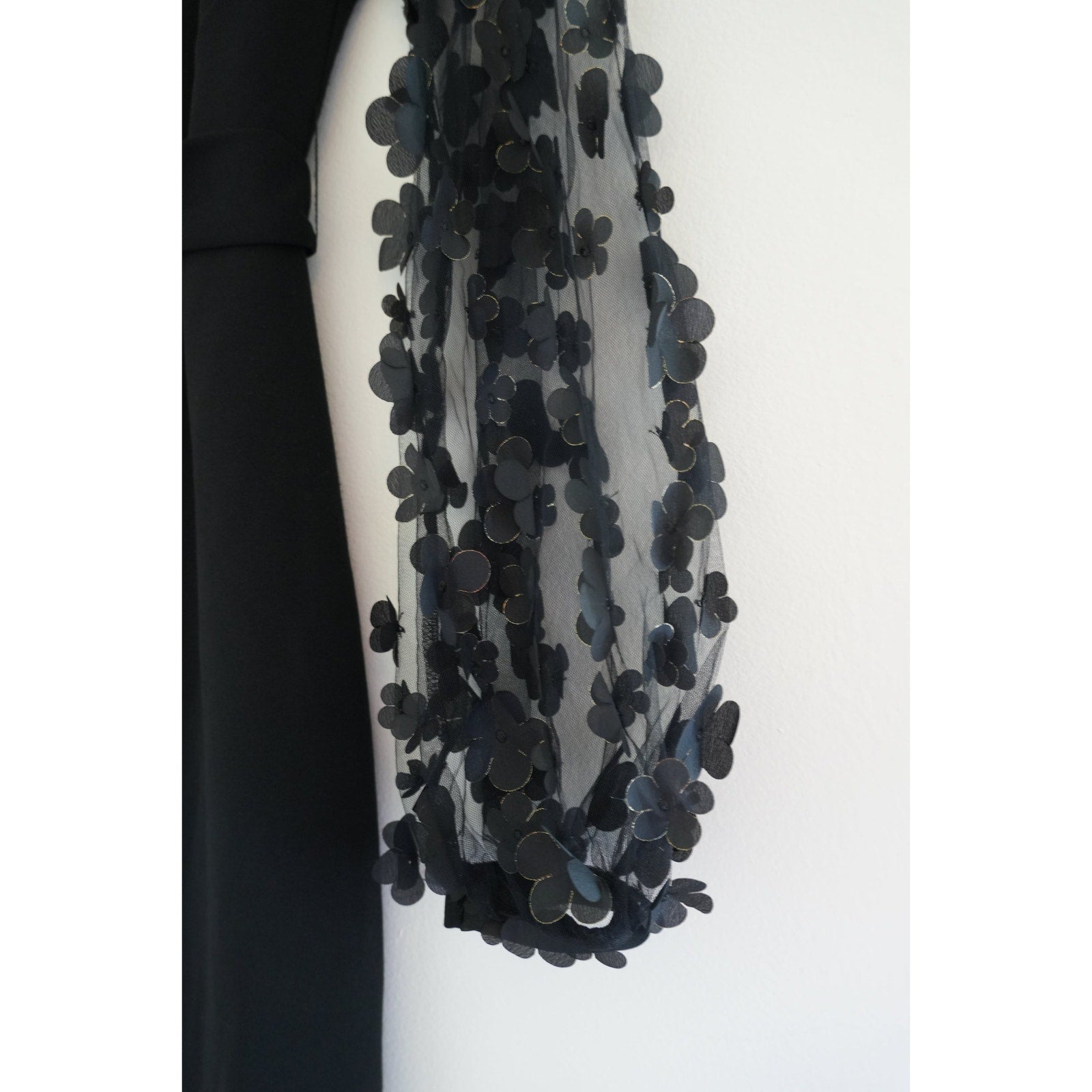 Shein Black Sheer Bell Longsleeve Dress Size Medium