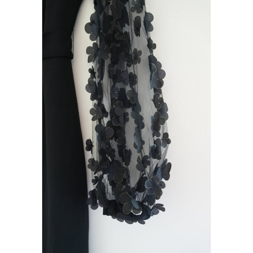 Shein Black Sheer Bell Longsleeve Dress Size Medium