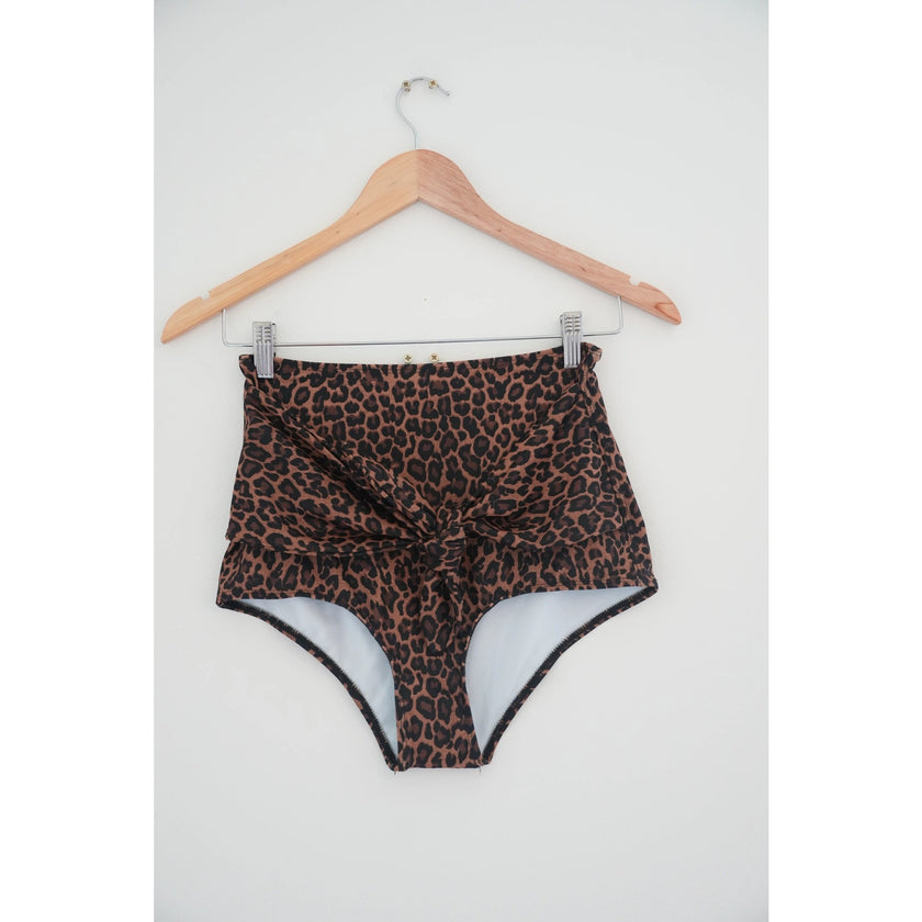 Kortni Jeane Front Tie Leopard Bikini Bottoms Size Small