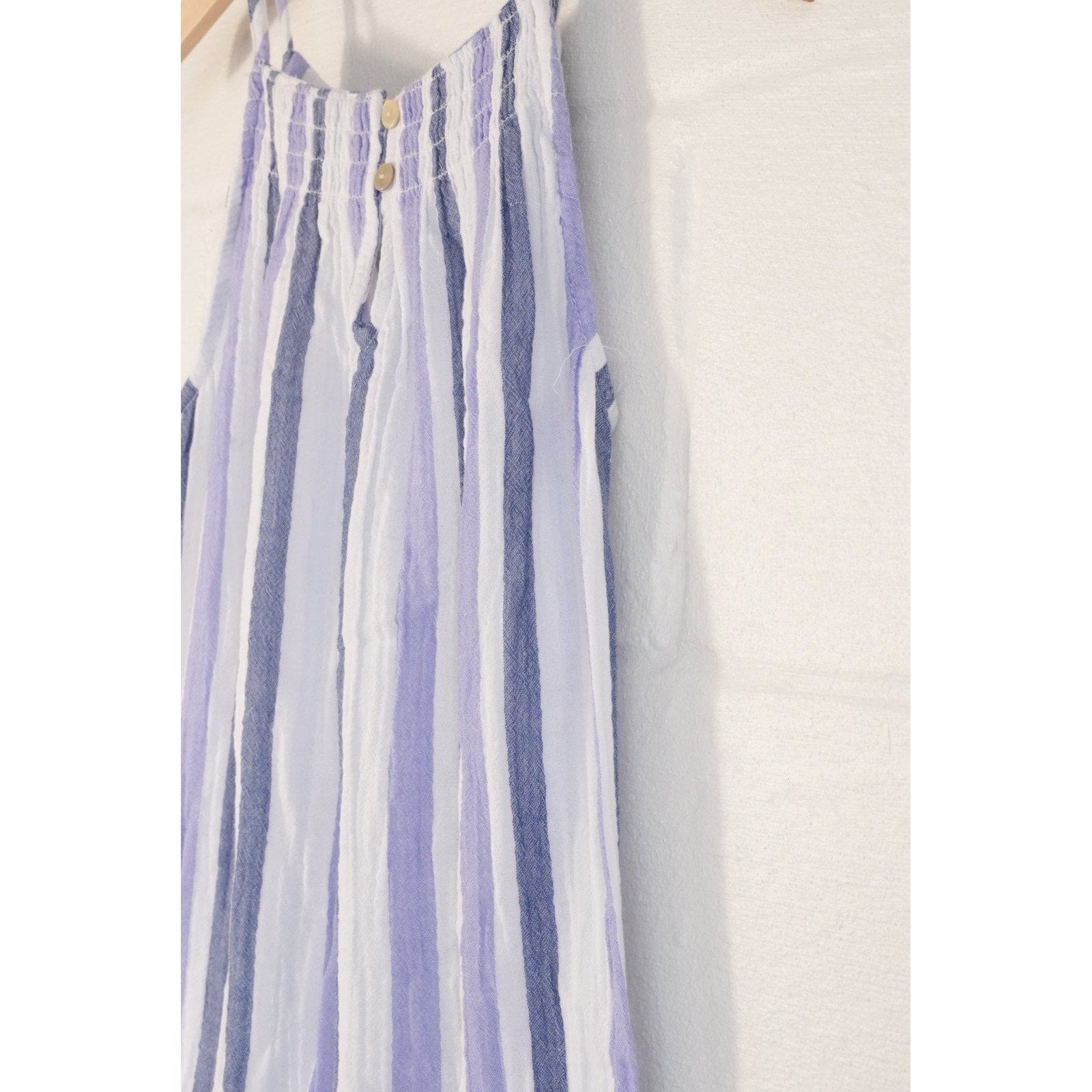 Beachlunchlounge Striped Sundress Women Extra Small Blue Lavender Ruffle Hem
