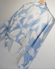 SHEIN Wrap Blouse Women Large Blue White Floral Abstract Long Sleeve Tie Top
