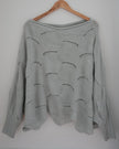 Sweater Women Medium Grey Boat Neck Long Sleeve