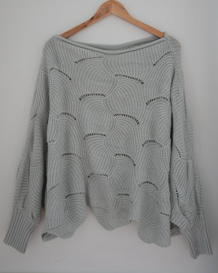 Sweater Women Medium Grey Boat Neck Long Sleeve