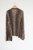 Reflex Jeans Cardigan Women Medium Brown Leopard Print Open Front Long Sleeve