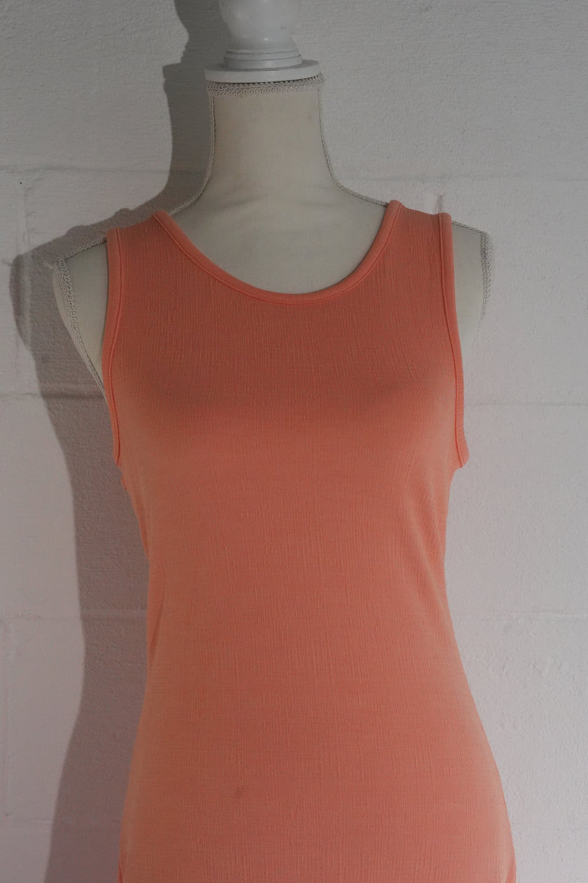 Roxy Maxi Dress Women Medium Peach Sleeveless Cut-Out Open Back Side Slit